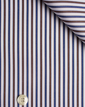 Melvin - Blue and Brown Stripe Poplin