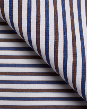 Melvin - Blue and Brown Stripe Poplin