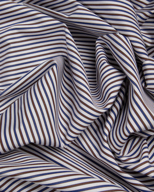 Melvin - Blue and Brown Stripe Poplin