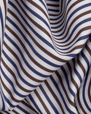 Melvin - Blue and Brown Stripe Poplin