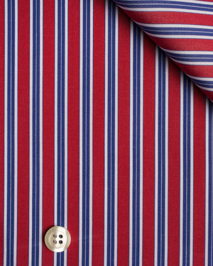 Everett - Red with Blue and White stripe Poplin