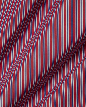 Everett - Red with Blue and White stripe Poplin