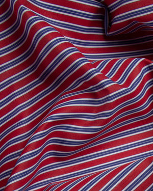 Everett - Red with Blue and White stripe Poplin