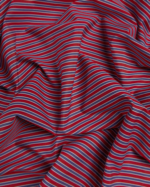 Everett - Red with Blue and White stripe Poplin