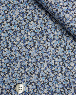 Curtis - Light Blue Floral Pattern Poplin