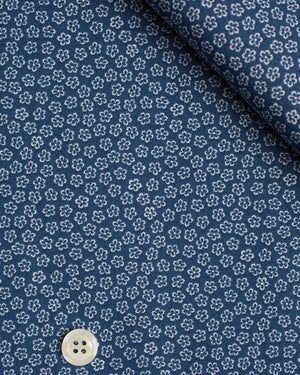 Aaron - Blue and White Flower Pattern Poplin
