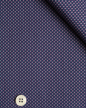 Aaron - Navy with Pink and White Pattern Poplin