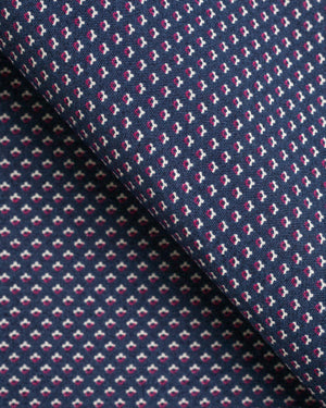 Aaron - Navy with Pink and White Pattern Poplin