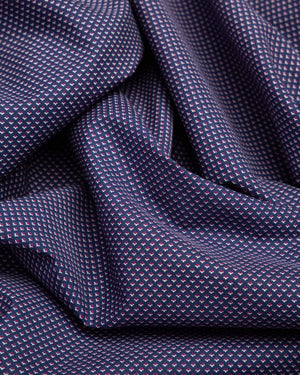 Aaron - Navy with Pink and White Pattern Poplin