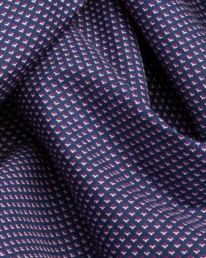 Aaron - Navy with Pink and White Pattern Poplin